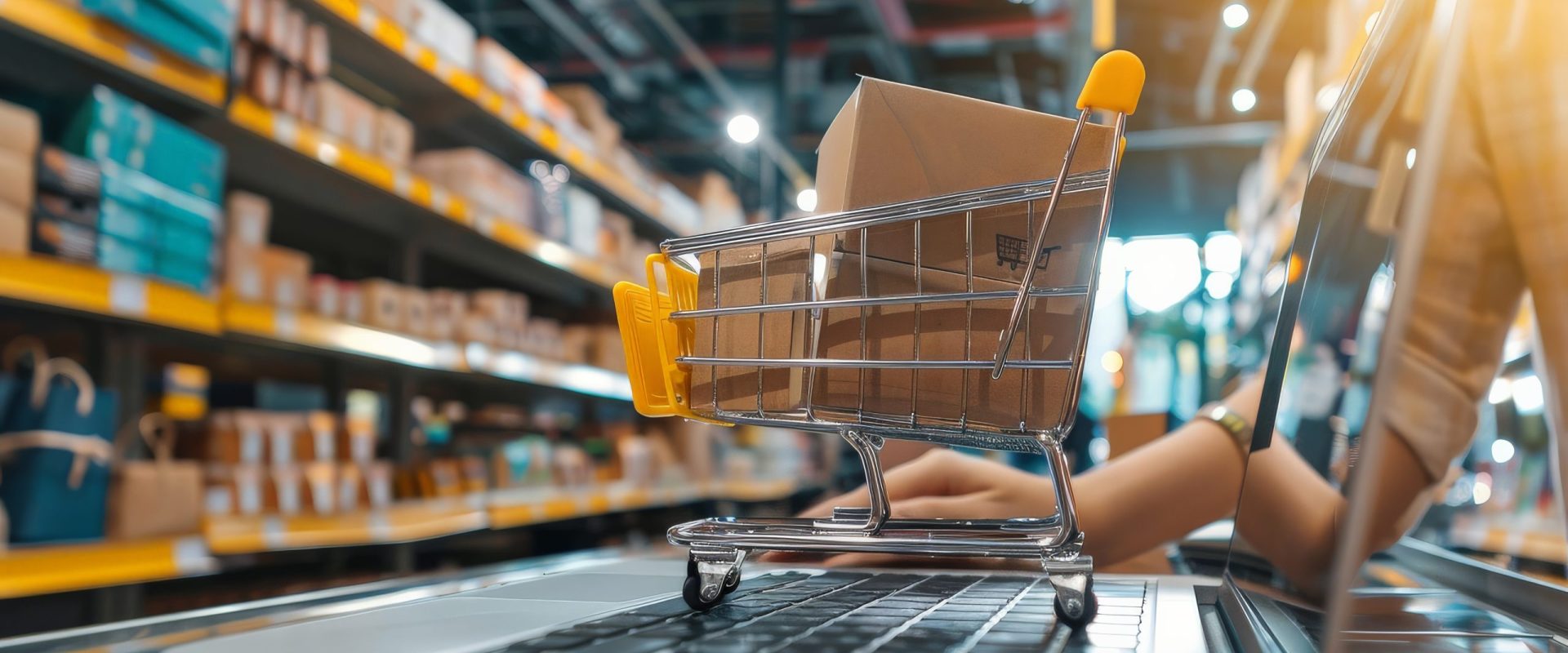 Person setting up an online store, uploading products on a laptop Person setting up an online store, uploading products on a laptop